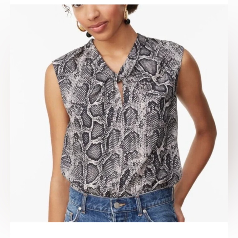 Rebecca Taylor Black and Gray Snake Print Blouse